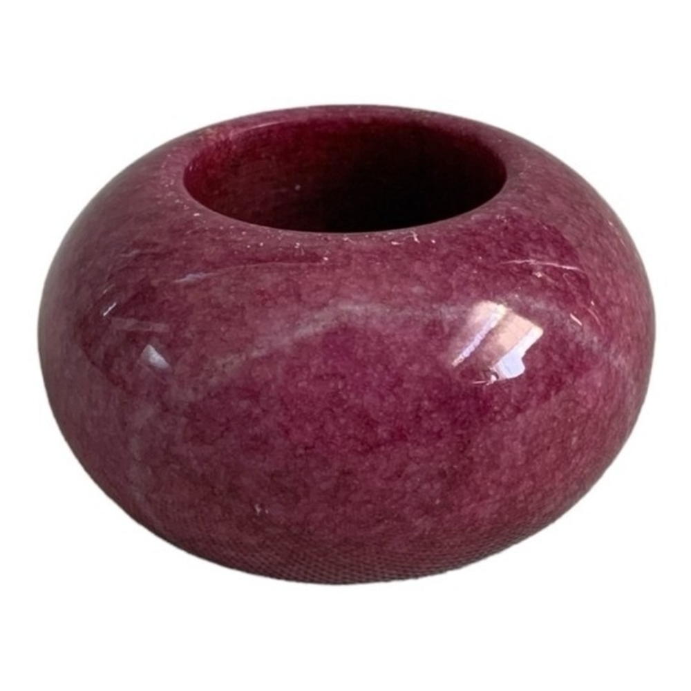 Vintage Purple Marble Tea Light Candle Holder 3.25x2" Felt Bottom Collectible VG - Picture 2 of 3
